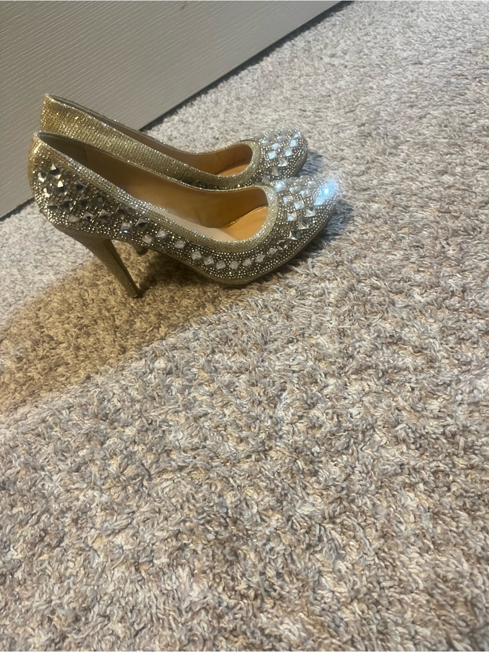 Gold Jeweled Women's High Heel Pumps